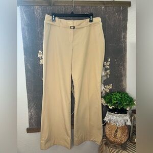 Rafaella Tan Beige Belted High Rise Straight Leg Trouser Dress Pants Sz 14